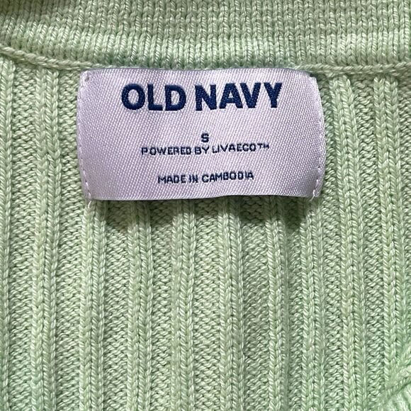 Old Navy | Pastel Lime Green Sleeveless Rib-Knit Cropped Polo | Small - Picture 7 of 8
